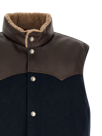 Blue Wool Sleeveless Jacket