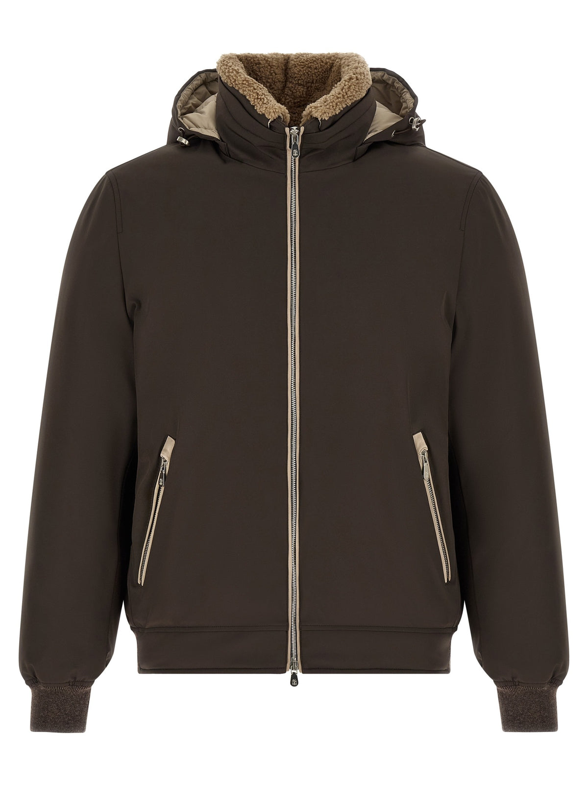 Brown Polyamide Full-Length Jacket