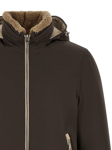 Brown Polyamide Full-Length Jacket