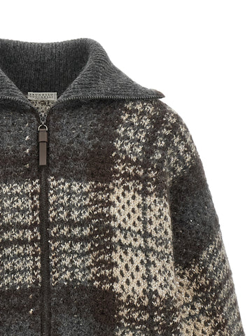 Gray Fabric Cardigan