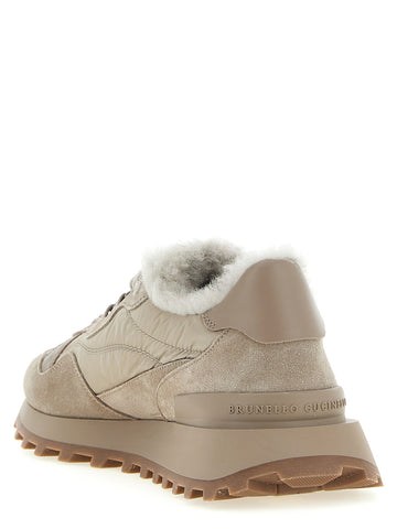 Beige Calfskin Athletic Sneakers