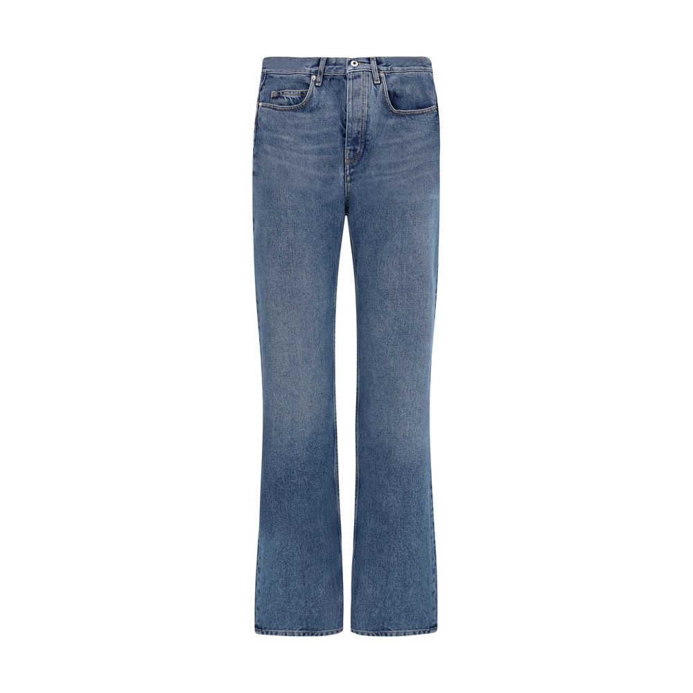 Blue Cotton Straight-Leg Jeans