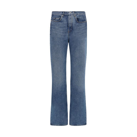 Blue Cotton Straight-Leg Jeans