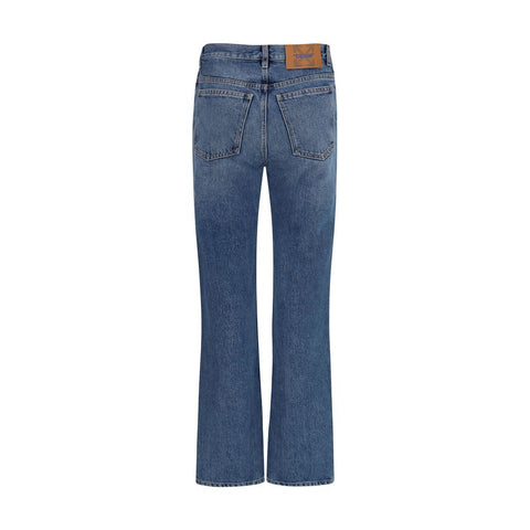Blue Cotton Straight-Leg Jeans