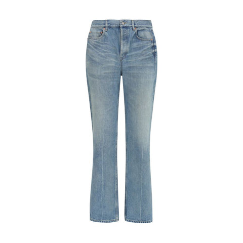 Blue Cotton Straight-Leg Jeans