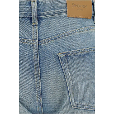 Blue Cotton Straight-Leg Jeans