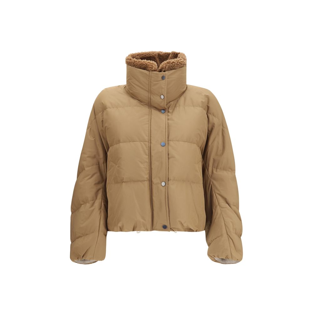 Beige Goose Down Full-Length Jacket