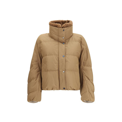 Beige Goose Down Full-Length Jacket