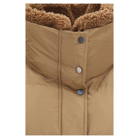 Beige Goose Down Full-Length Jacket