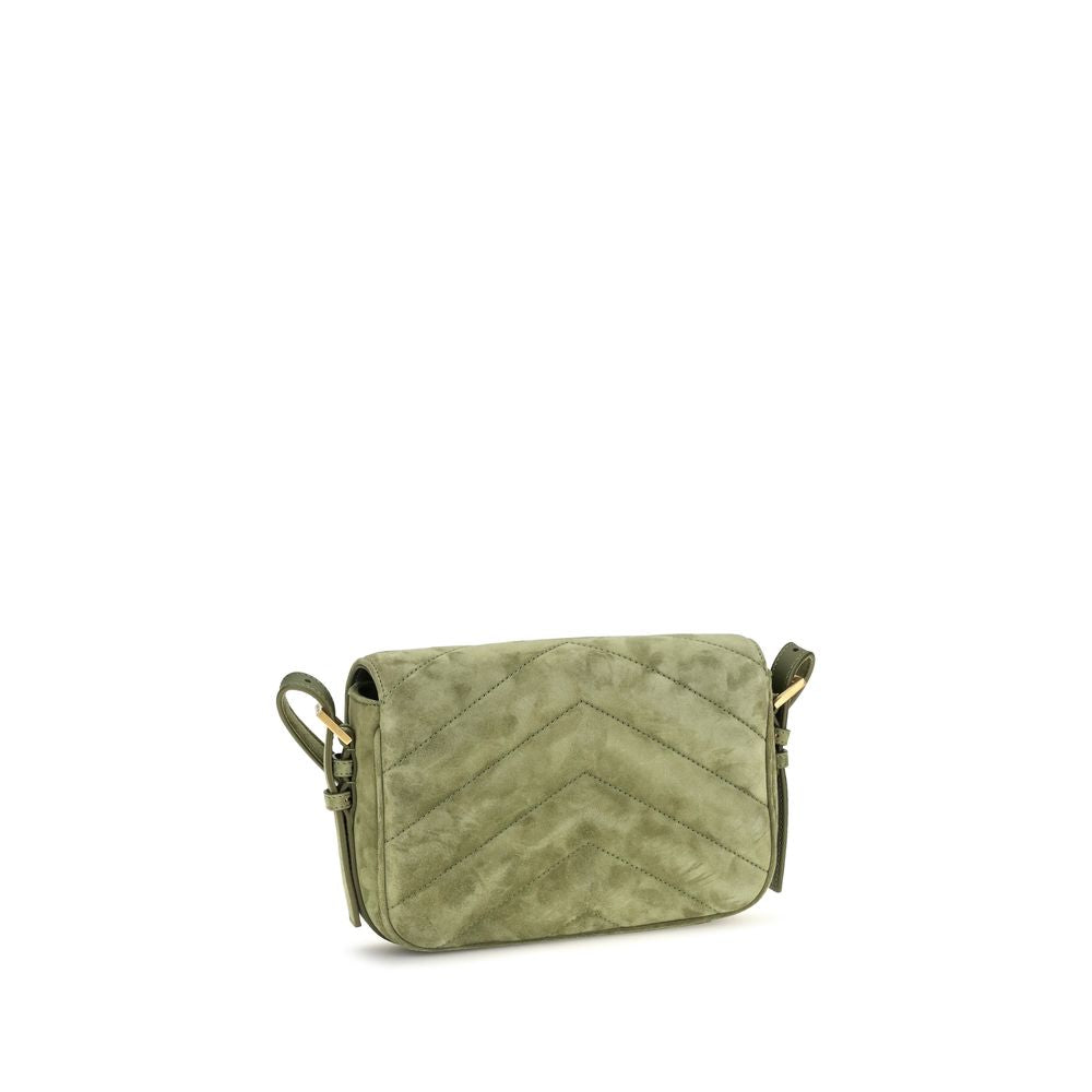 Bicolor suede leather shoulder bag by Saint Laurent with sleek design and adjustable strap, featuring modern style and premium craftsmanship.