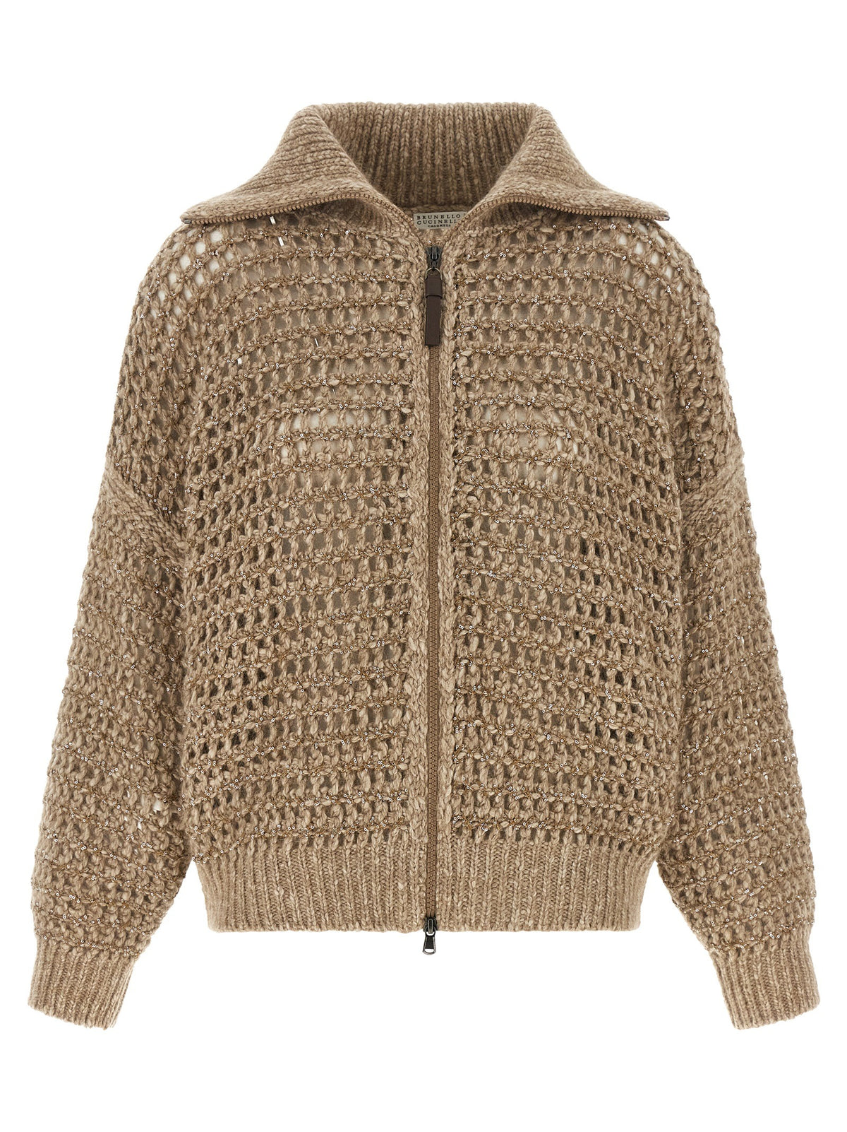 Beige Elastane Cardigan