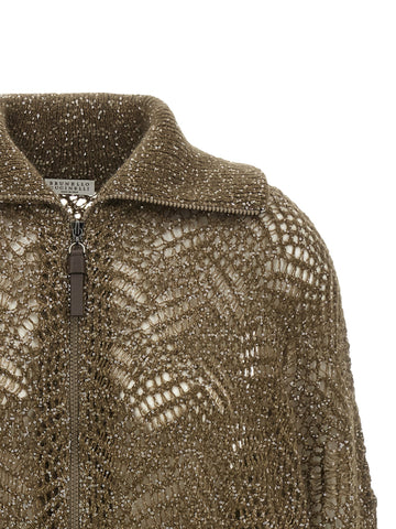 Brown Polyamide Cardigan