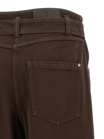 Brown Cotton Jeans Denim