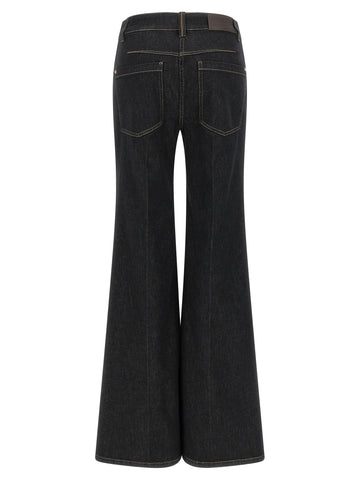 Blue Cotton Flared Jeans