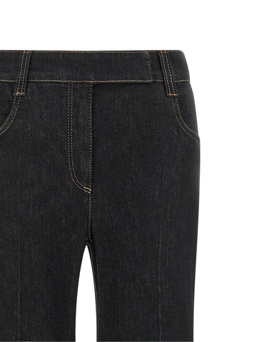 Blue Cotton Flared Jeans