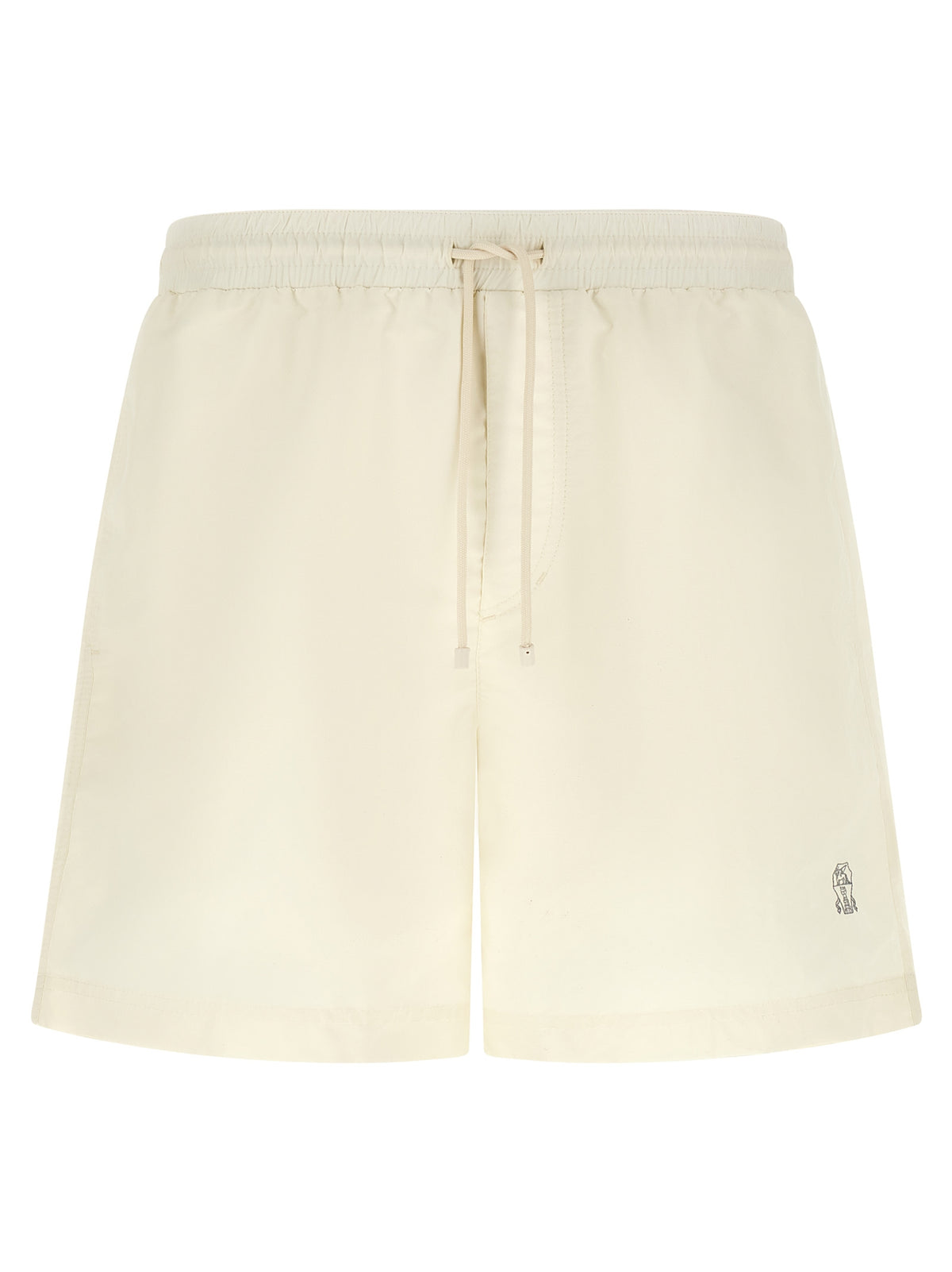 White Polyester Swim Shorts