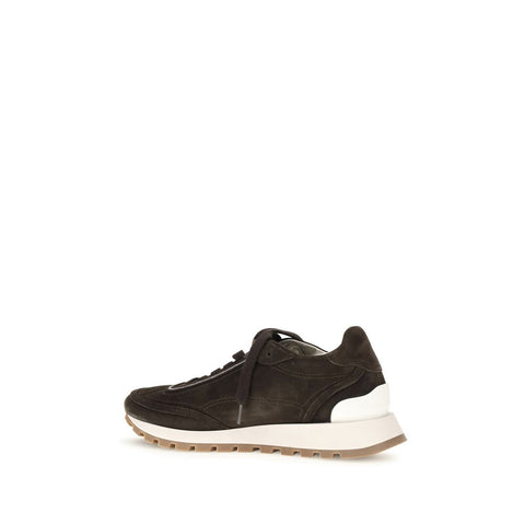 Brown Suede Leather Low Top Sneakers