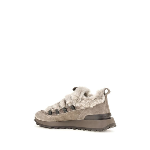 Gray Suede Leather Athletic Sneakers