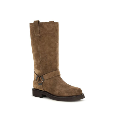 Brown Calf Leather Bos Taurus Flat Boots