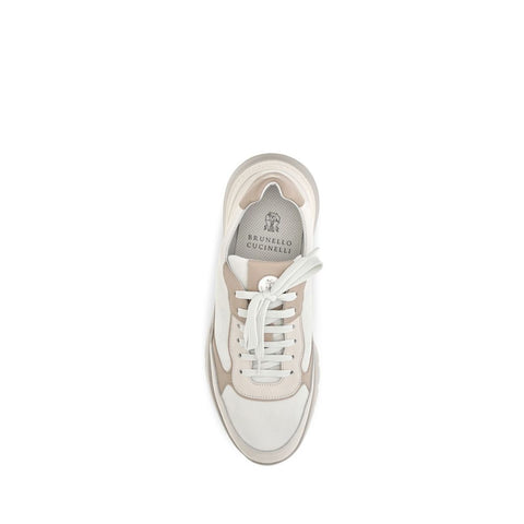Beige Calf Leather Bos Taurus Low Top Sneakers