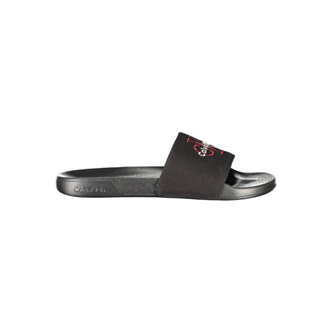 Black Polyester Men's Slipper
