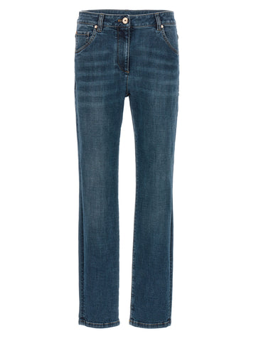 Blue Cotton Straight-Leg Jeans