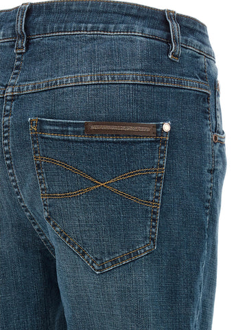 Blue Cotton Straight-Leg Jeans