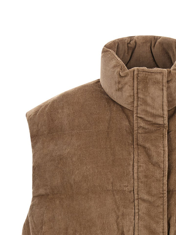 Beige Viscose Sleeveless Jacket