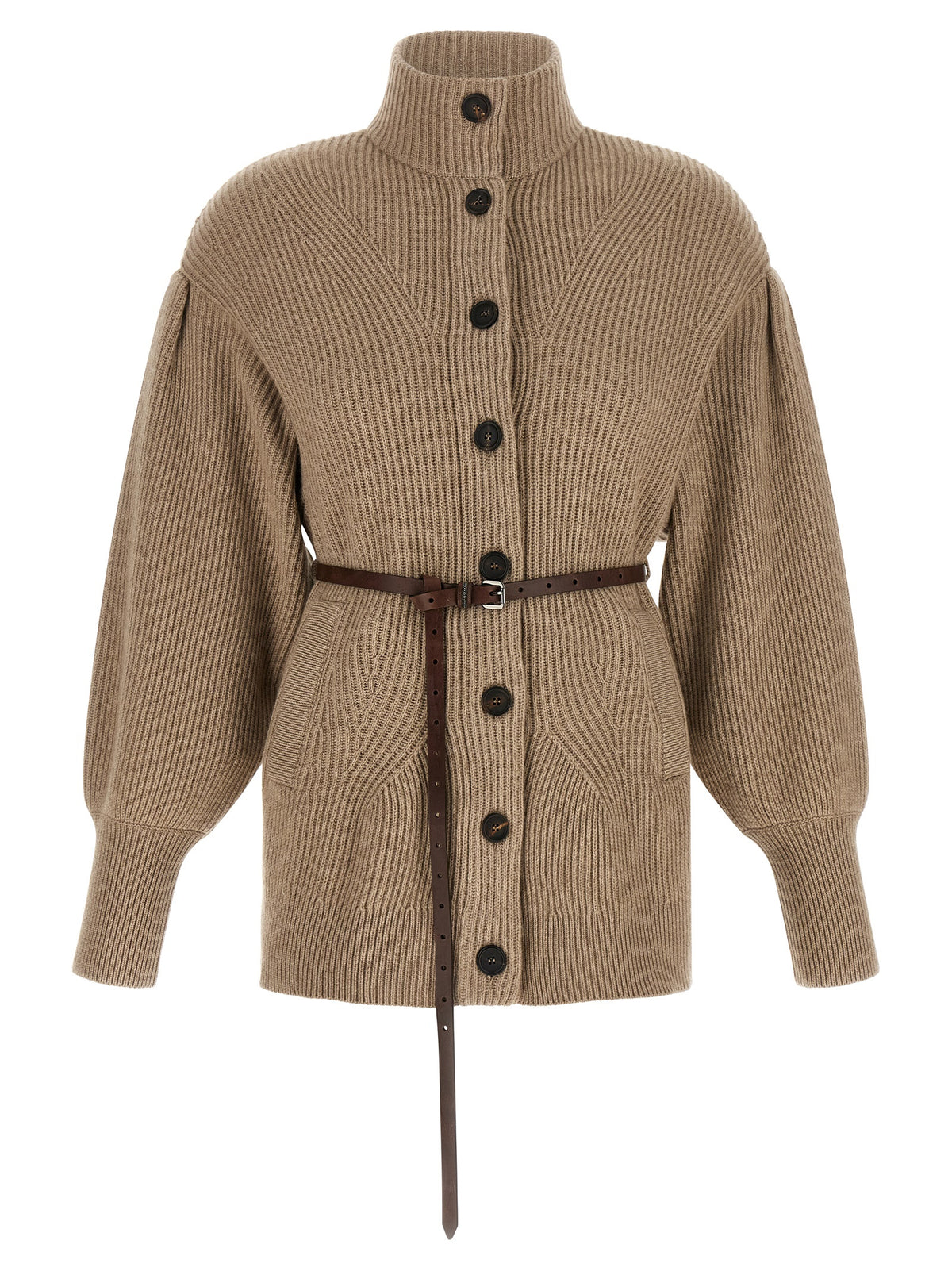 Beige Virgin Wool Cardigan
