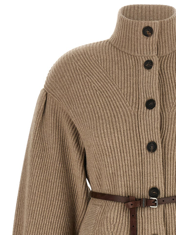 Beige Virgin Wool Cardigan