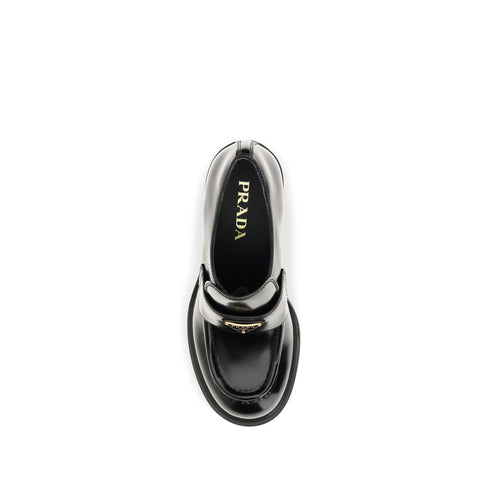 Black Calf Leather Bos Taurus Platform Loafers