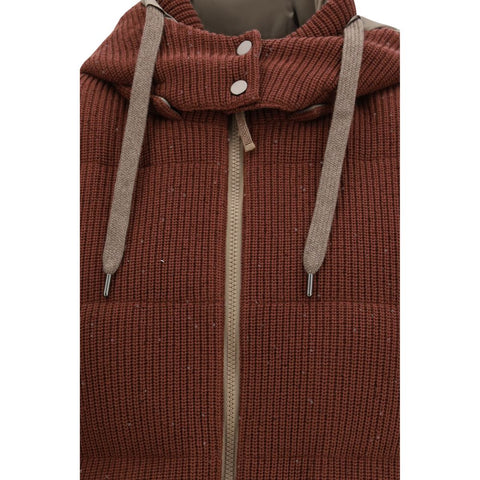 Brown Cotton Sleeveless Jacket