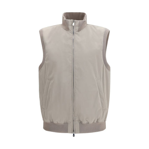 Gray Polyester Sleeveless Jacket