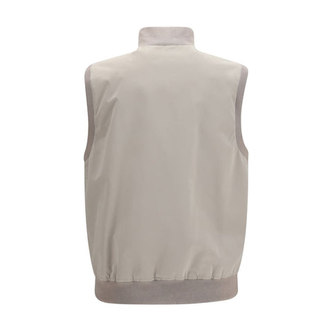 Gray Polyester Sleeveless Jacket