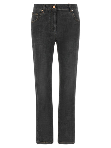 Gray Cotton Slim Fit Jeans