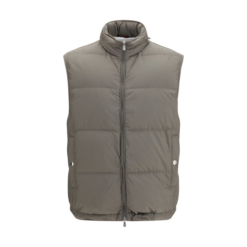 Gray Polyester Sleeveless Jacket