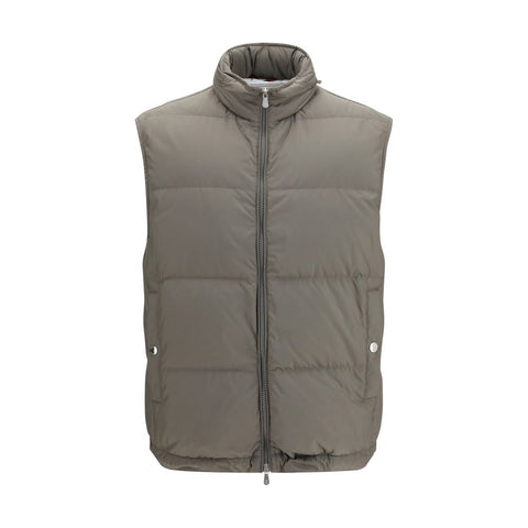 Gray Polyester Sleeveless Jacket