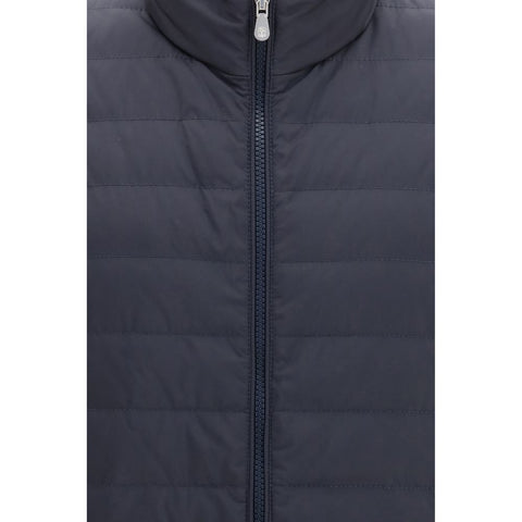 Blue Polyester Sleeveless Jacket