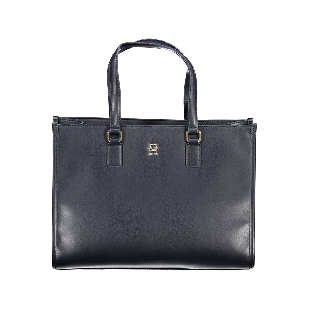Blue Polyurethane Women's Bag