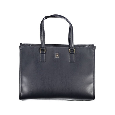 Blue Polyurethane Women's Bag