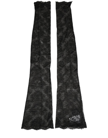 Black Floral Lace Nylon Stretch Knee High Socks