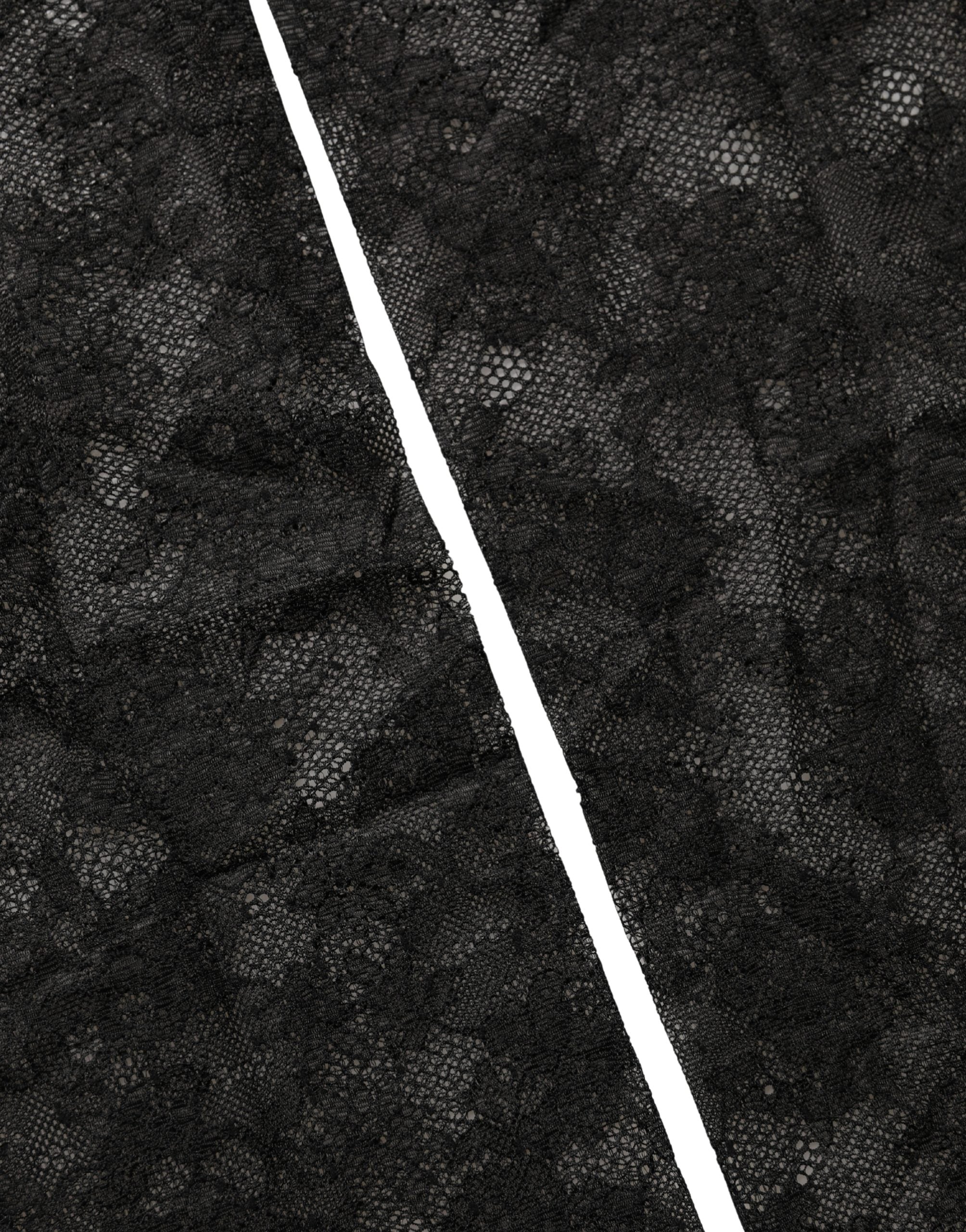 Black Floral Lace Nylon Stretch Knee High Socks