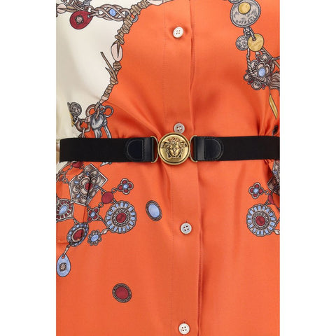 Orange Silk Casual Dress