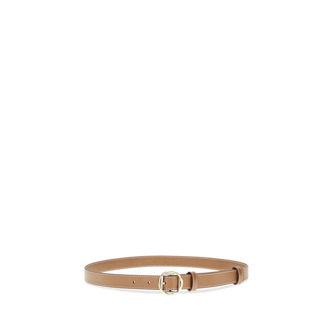 Beige Calf Leather Bos Taurus Thin Belt