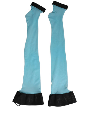 Light Blue Nylon Thigh High Women Accessory Socks
