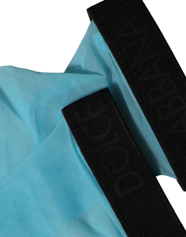 Light Blue Nylon Thigh High Women Accessory Socks