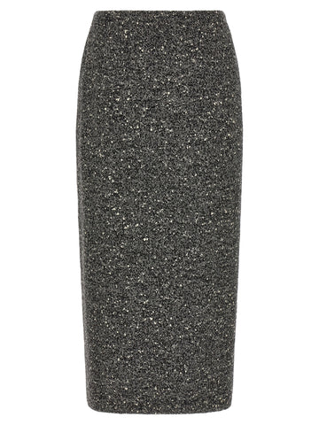 Bicolor Virgin Wool Midi Skirt
