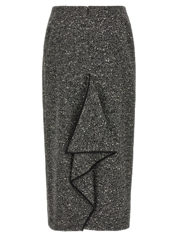 Bicolor Virgin Wool Midi Skirt