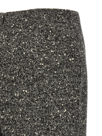 Bicolor Virgin Wool Midi Skirt