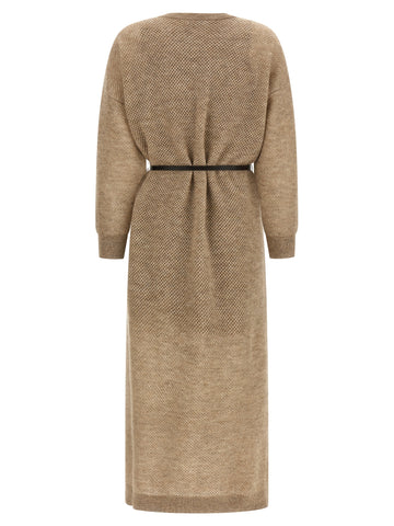 Beige Wool Midi Dress